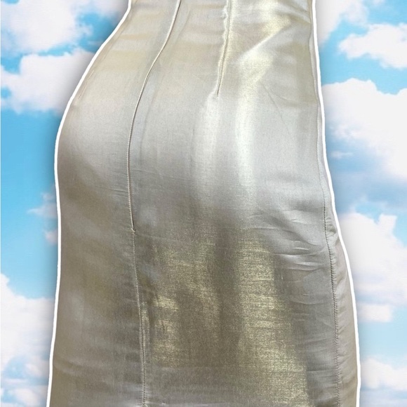VINTAGE Y2K 90s Handmade Metallic Silky Bow Strap Prom Dress Homecoming 2000s - Picture 11 of 16